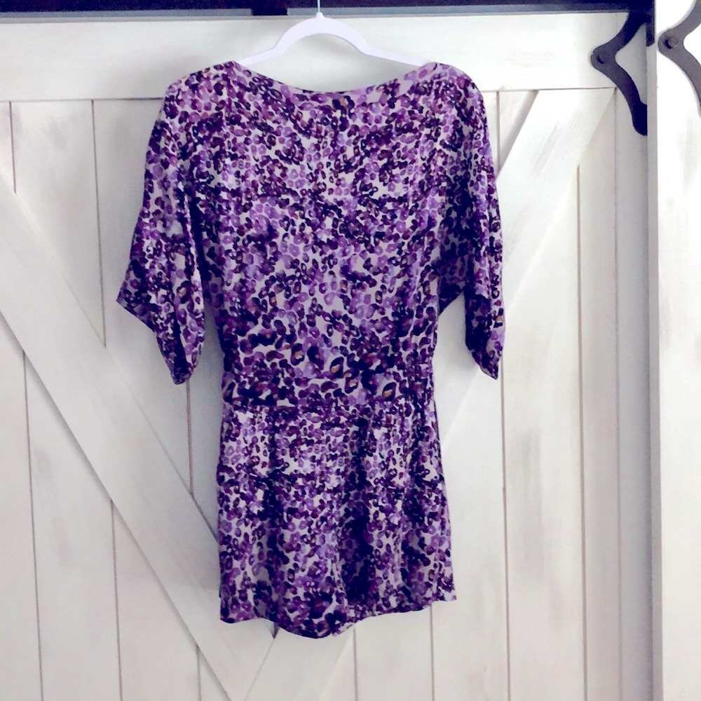 Diane Von Furstenberg Soleil Silk Romper Shorts Purple Sz 0